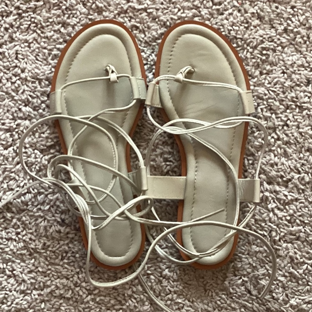 J Crew Sorrento Lace Up Sandal in Faded Pistachio